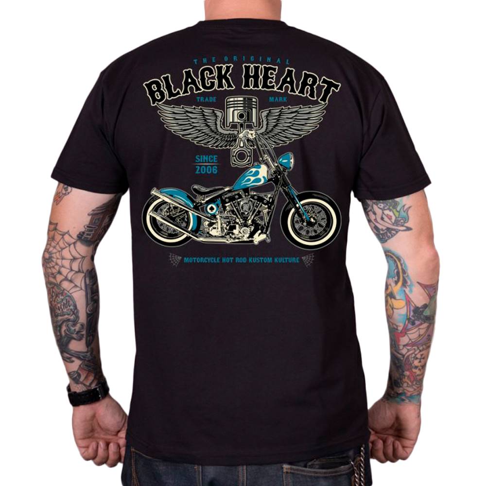 BLACK HEART Tričko BLACK HEART Blue Chopper čierna - M