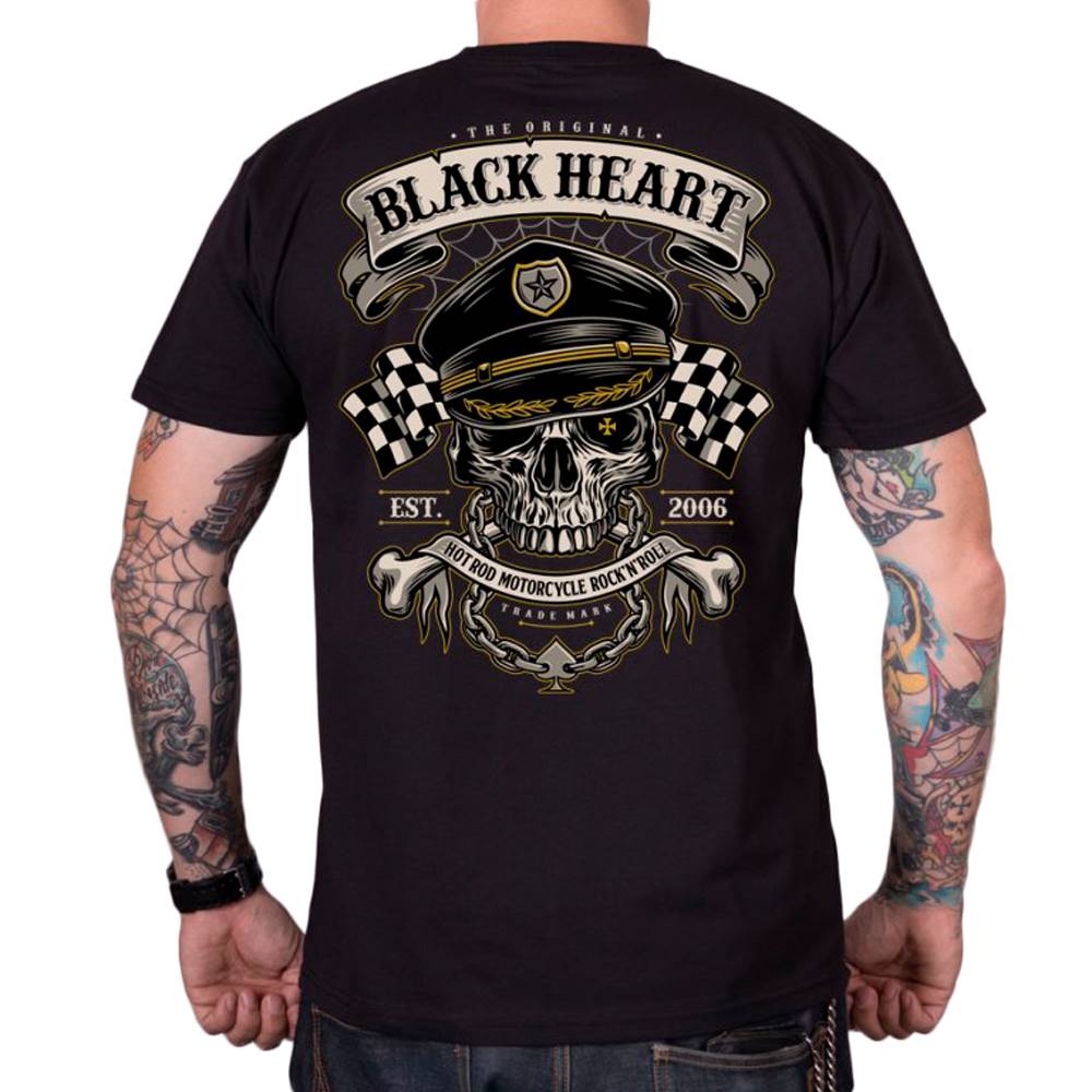 BLACK HEART Tričko BLACK HEART Old School Racer čierna - M