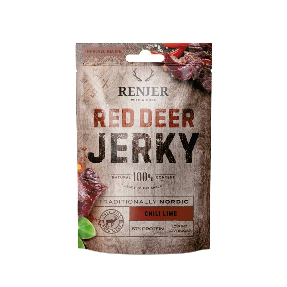 Renjer Renjer Sušené jelenie mäso Red Deer Jerky 25 g chilli a limetka