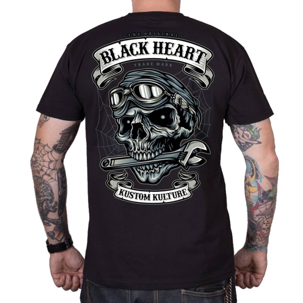 BLACK HEART Tričko BLACK HEART Trapper čierna - L