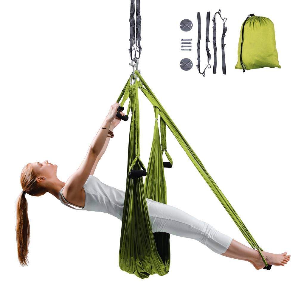 Insportline Popruhy na aero jogu inSPORTline Hemmok zelené s držiakmi a lanami